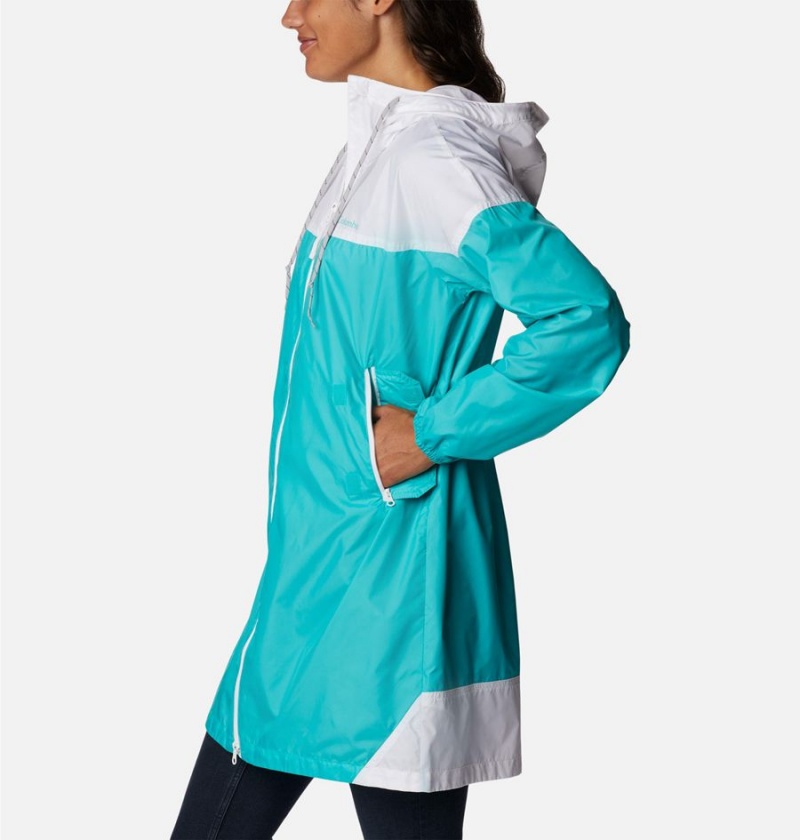 Turquoise Women's Columbia Flash Challenger Long Jacket Windbreaker | QDHXA-4165