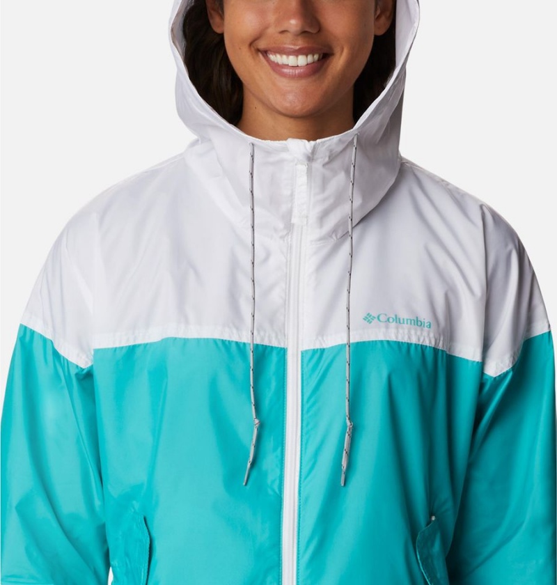 Turquoise Women's Columbia Flash Challenger Long Jacket Windbreaker | QDHXA-4165