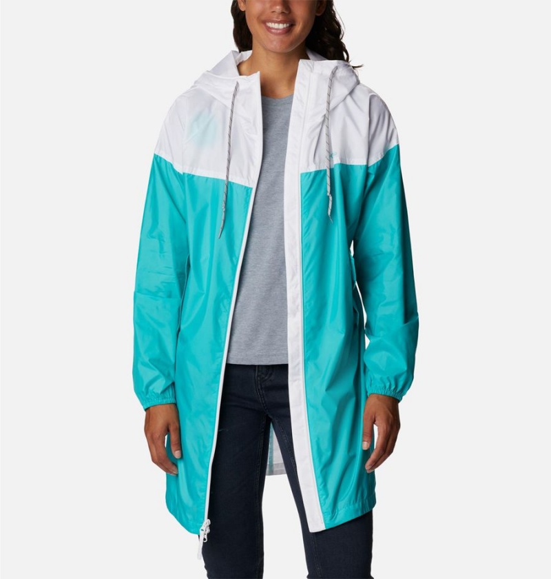 Turquoise Women's Columbia Flash Challenger Long Jacket Windbreaker | QDHXA-4165