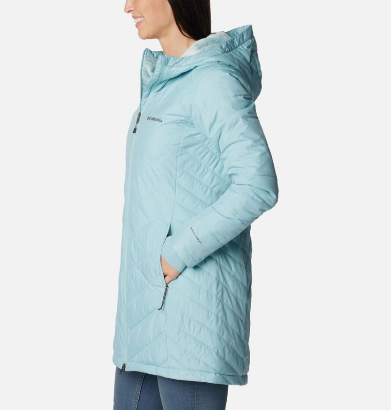 Turquoise Women's Columbia Heavenly Long Hooded Puffer Jacket | SHCMJ-1284