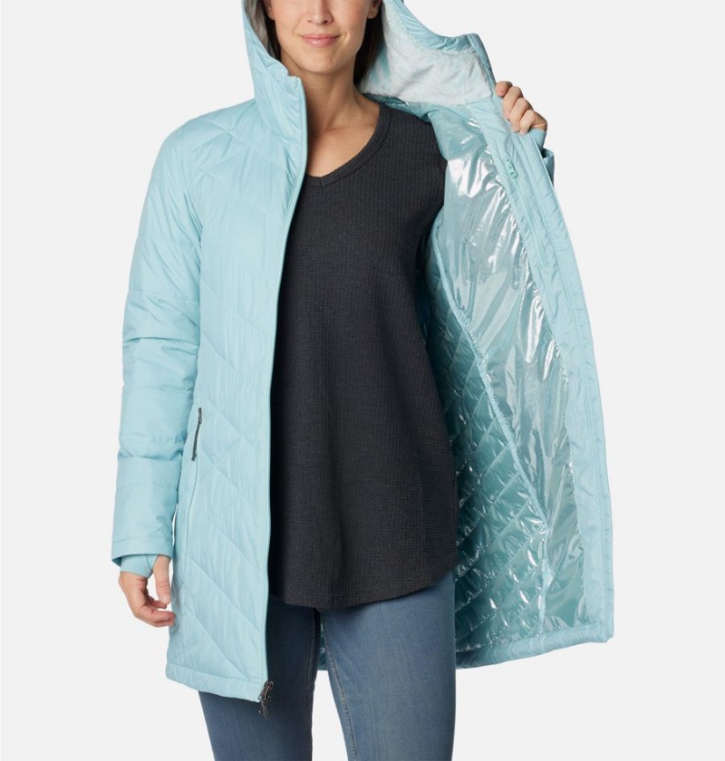 Turquoise Women's Columbia Heavenly Long Hooded Puffer Jacket | SHCMJ-1284