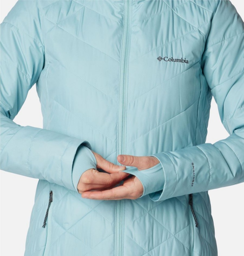 Turquoise Women's Columbia Heavenly Long Hooded Puffer Jacket | SHCMJ-1284