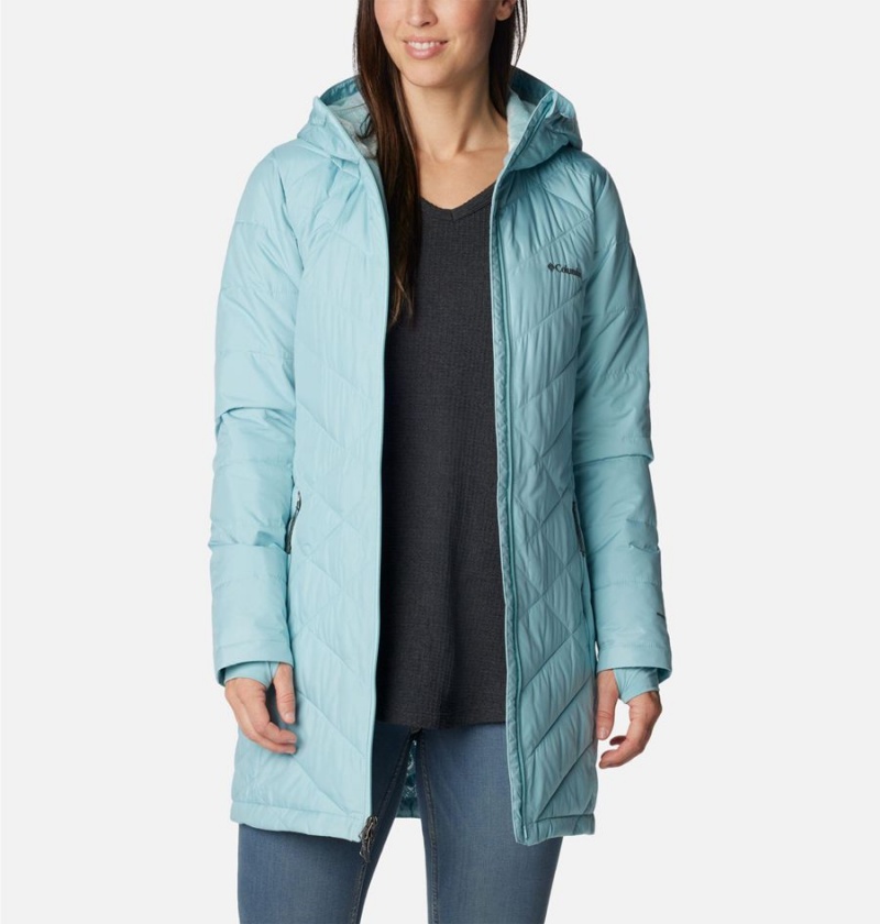 Turquoise Women's Columbia Heavenly Long Hooded Puffer Jacket | SHCMJ-1284