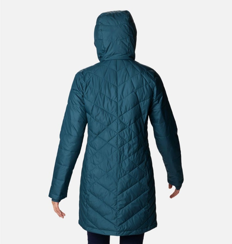 Turquoise Women's Columbia Heavenly Long Hooded Puffer Jacket | CXFYE-3201