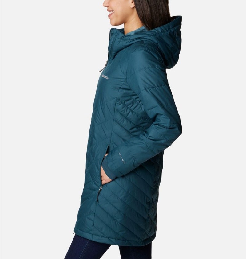 Turquoise Women's Columbia Heavenly Long Hooded Puffer Jacket | CXFYE-3201