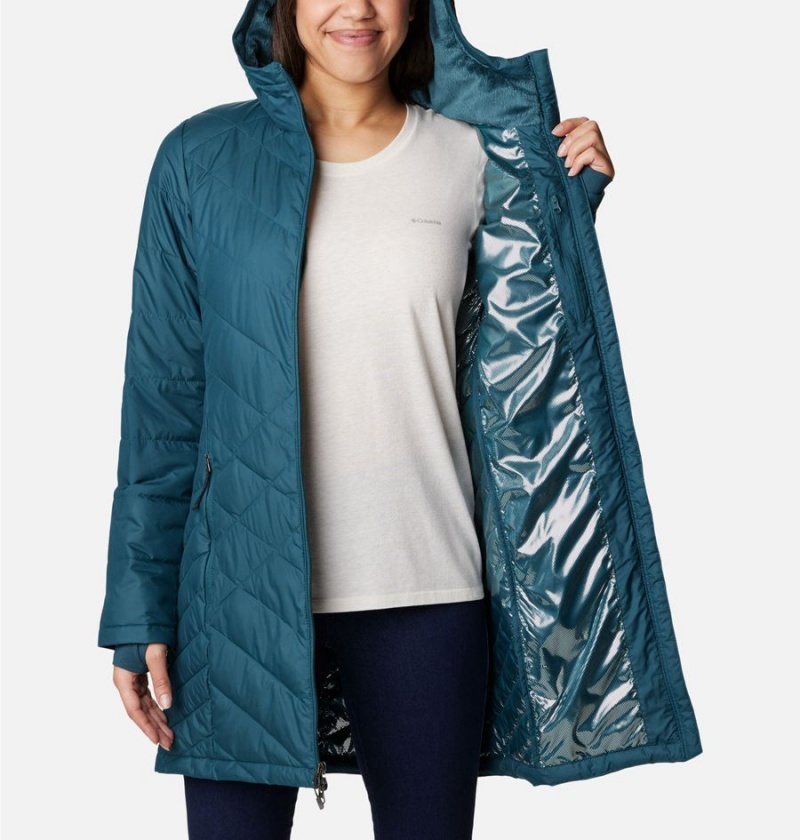 Turquoise Women's Columbia Heavenly Long Hooded Puffer Jacket | CXFYE-3201