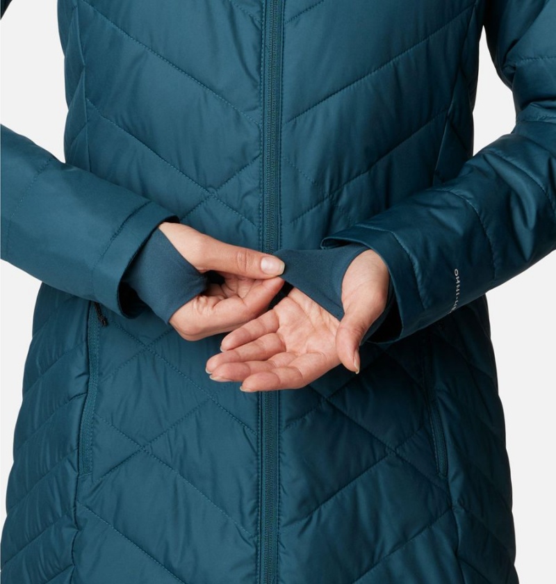 Turquoise Women's Columbia Heavenly Long Hooded Puffer Jacket | CXFYE-3201