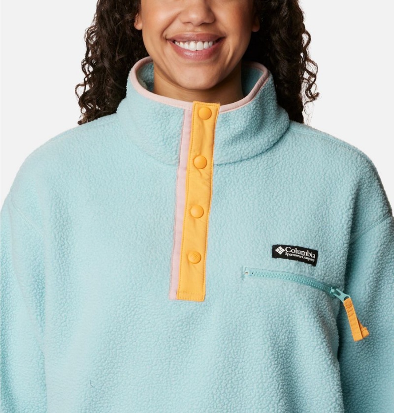 Turquoise Women's Columbia Helvetia Cropped Half Snap Fleece Pullover | PLFBV-1943