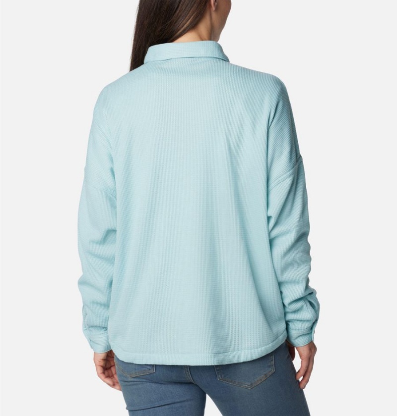 Turquoise Women's Columbia Holly Hideaway Waffle Jacket Shirt | UOZCL-9765