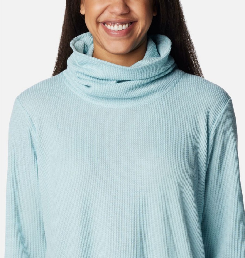 Turquoise Women's Columbia Holly Hideaway Waffle Cowl Neck Pullover | BWFSQ-2387