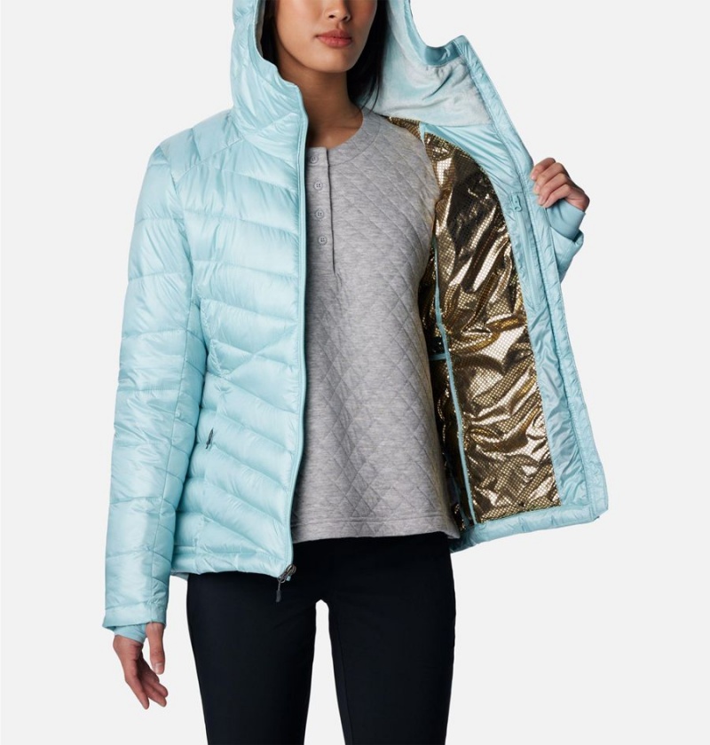 Turquoise Women's Columbia Joy Peak Insulated Hooded Puffer Jacket | HJFNV-3250