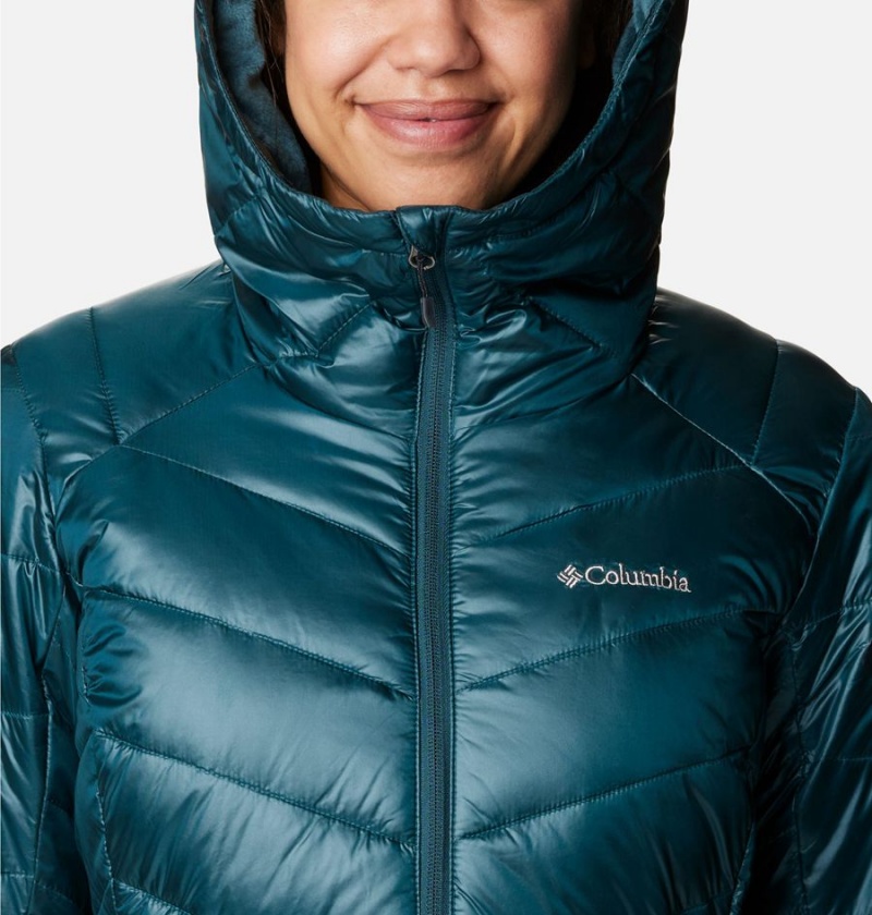 Turquoise Women's Columbia Joy Peak Mid Insulated Hooded Puffer Jacket | IDQXR-5427