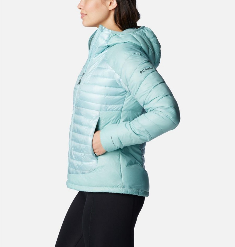 Turquoise Women's Columbia Labyrinth Loop Insulated Hooded Puffer Jacket | UXLEP-6820