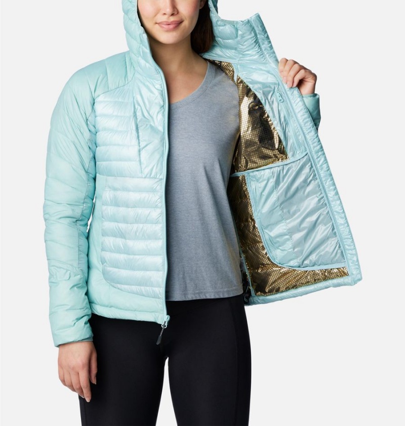 Turquoise Women's Columbia Labyrinth Loop Insulated Hooded Puffer Jacket | UXLEP-6820