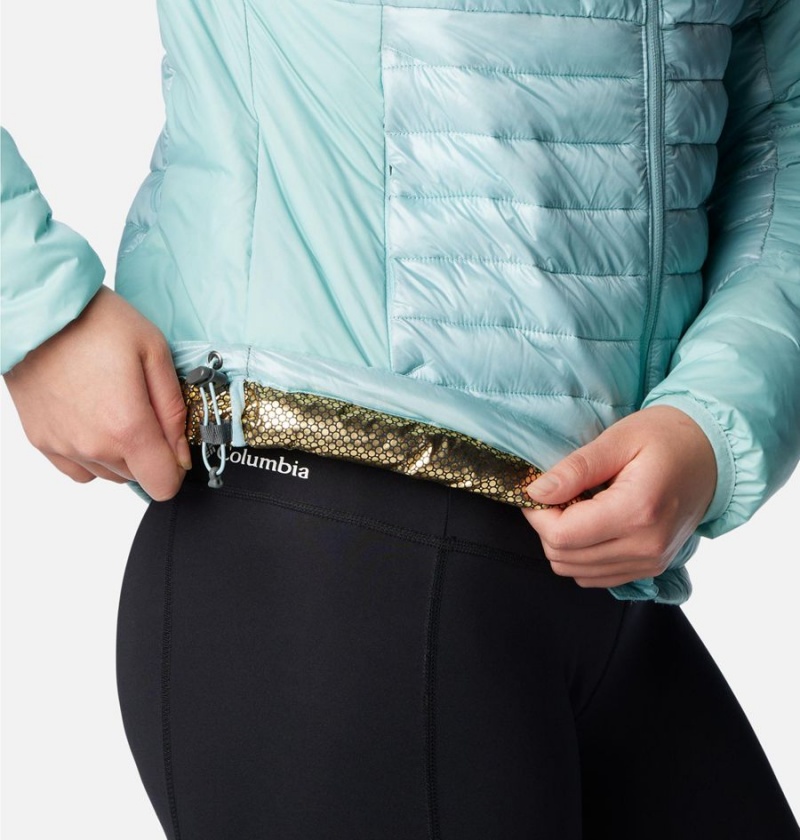 Turquoise Women's Columbia Labyrinth Loop Insulated Hooded Puffer Jacket | UXLEP-6820