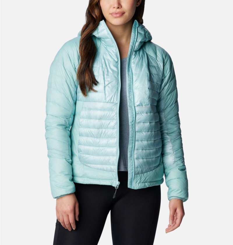 Turquoise Women's Columbia Labyrinth Loop Insulated Hooded Puffer Jacket | UXLEP-6820