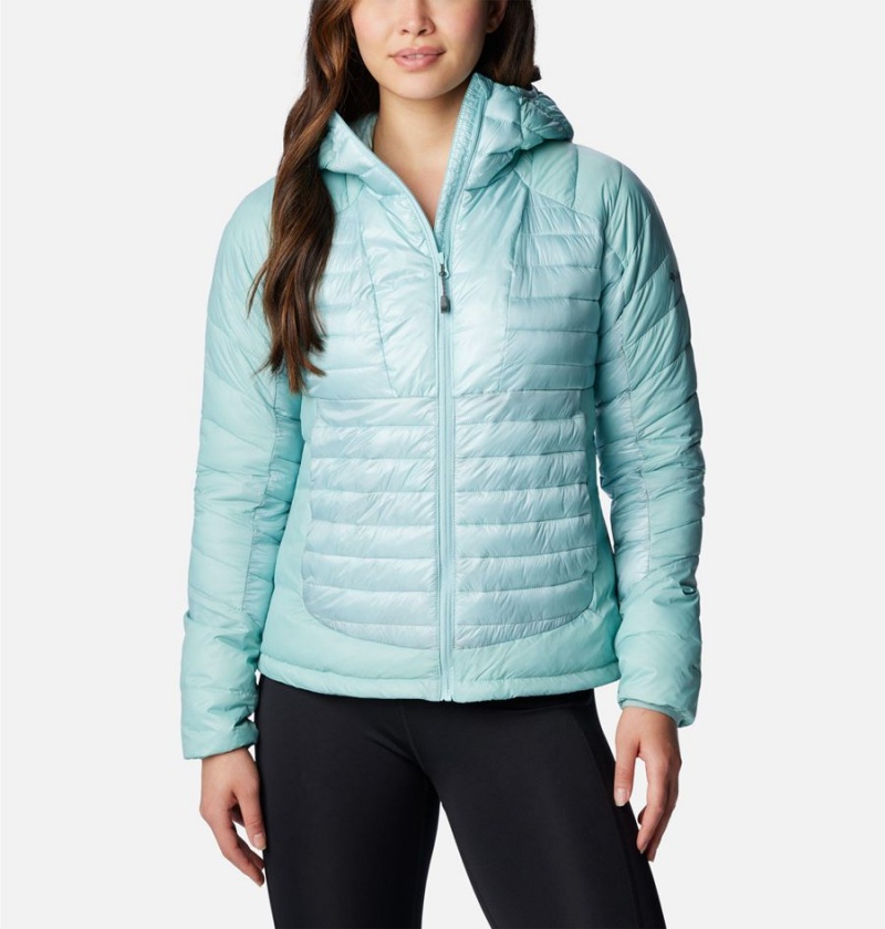 Turquoise Women\'s Columbia Labyrinth Loop Insulated Hooded Puffer Jacket | UXLEP-6820