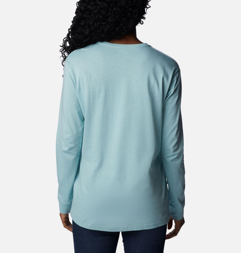 Turquoise Women's Columbia North Cascades Long Sleeve T-Shirt | XVCGR-4536