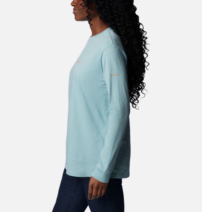 Turquoise Women's Columbia North Cascades Long Sleeve T-Shirt | XVCGR-4536