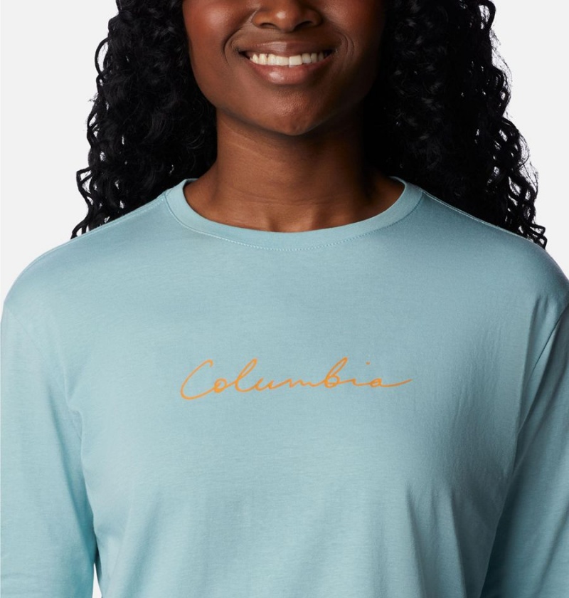 Turquoise Women's Columbia North Cascades Long Sleeve T-Shirt | XVCGR-4536