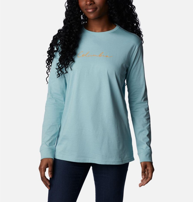 Turquoise Women's Columbia North Cascades Long Sleeve T-Shirt | XVCGR-4536