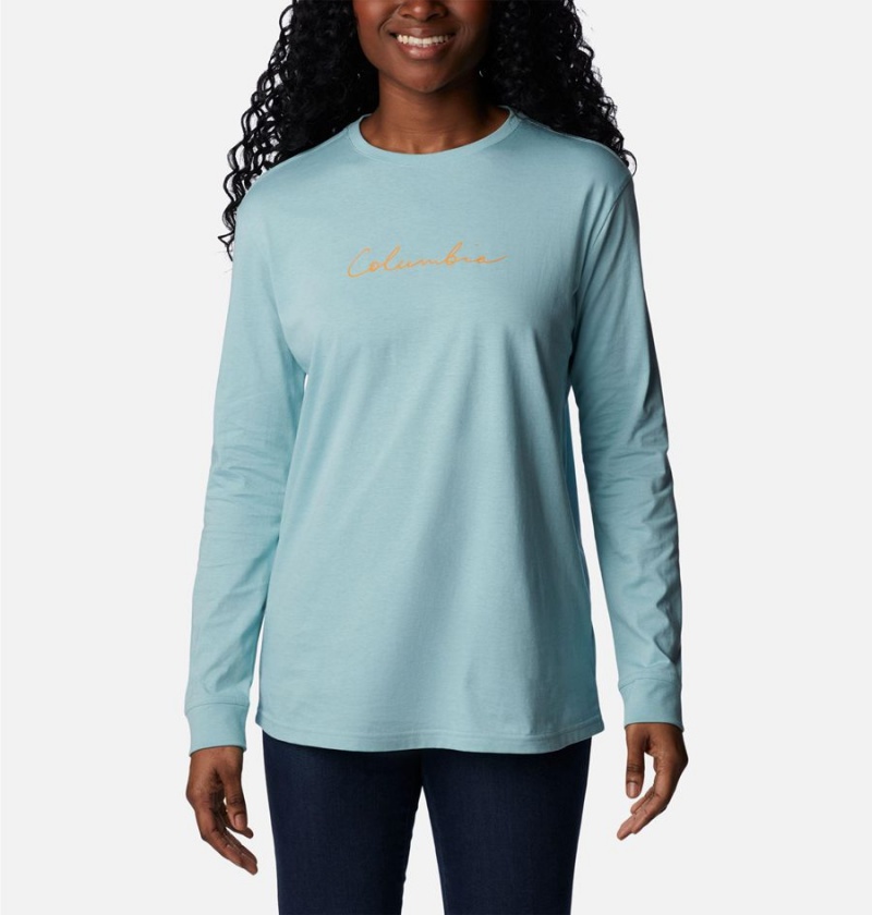 Turquoise Women\'s Columbia North Cascades Long Sleeve T-Shirt | XVCGR-4536