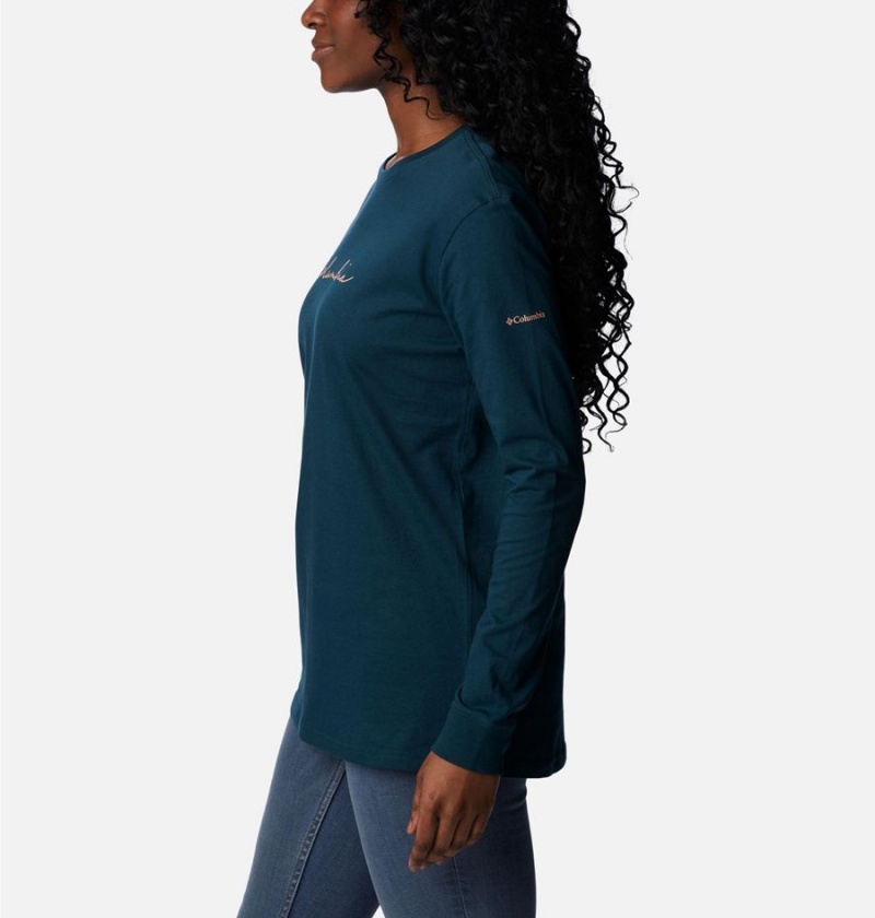 Turquoise Women's Columbia North Cascades Long Sleeve T-Shirt | KINAD-7905