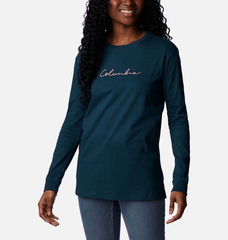 Turquoise Women's Columbia North Cascades Long Sleeve T-Shirt | KINAD-7905