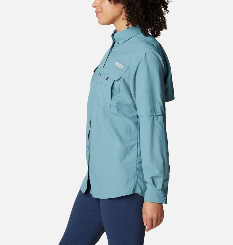 Turquoise Women's Columbia PFG Bahama Long Sleeve Shirt | EPOCY-7015