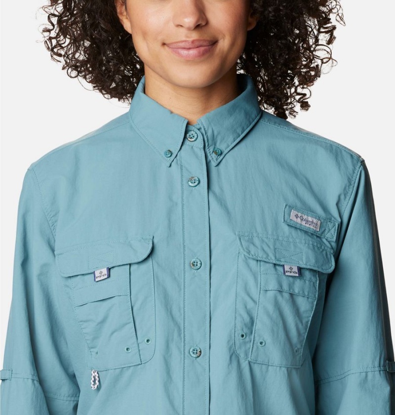 Turquoise Women's Columbia PFG Bahama Long Sleeve Shirt | EPOCY-7015