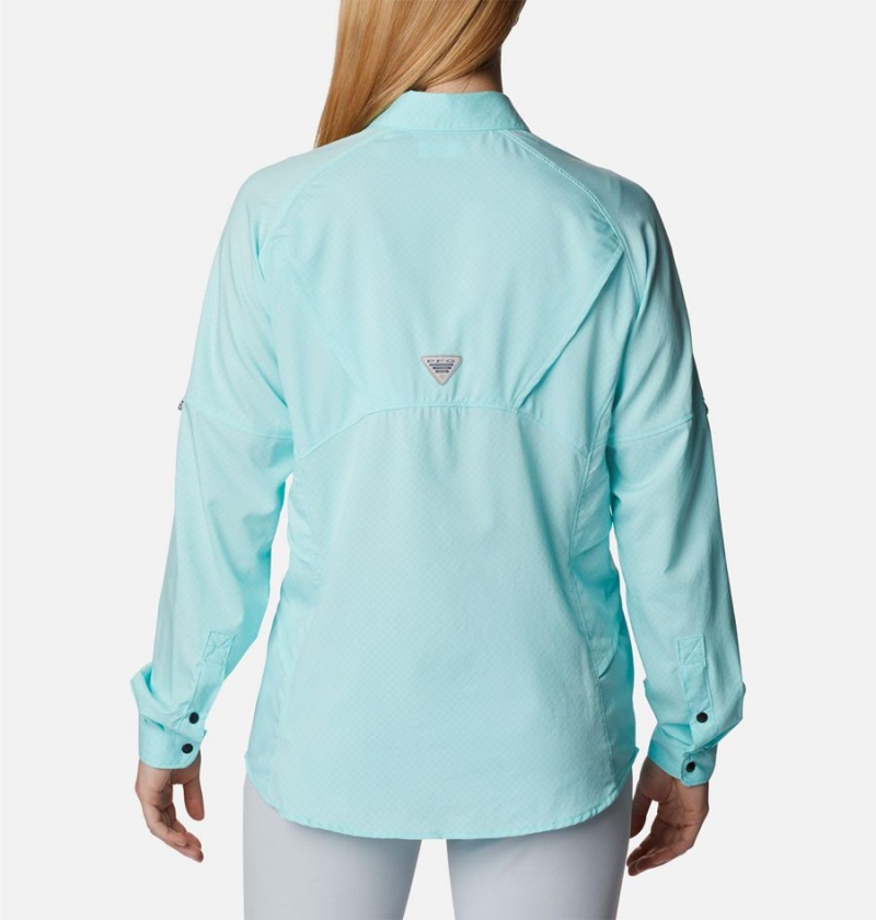 Turquoise Women's Columbia PFG Cool Release Airgill Long Sleeve Shirt | TGBIQ-4718