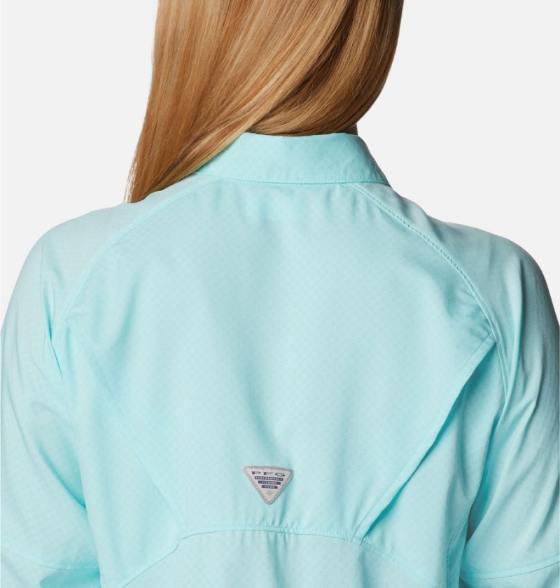 Turquoise Women's Columbia PFG Cool Release Airgill Long Sleeve Shirt | TGBIQ-4718