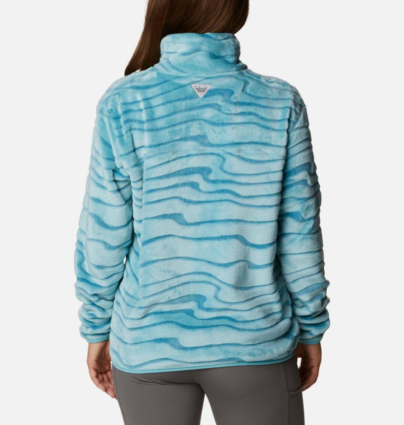 Turquoise Women's Columbia PFG Slack Water Reversible Fleece Jacket | OHLTS-3047