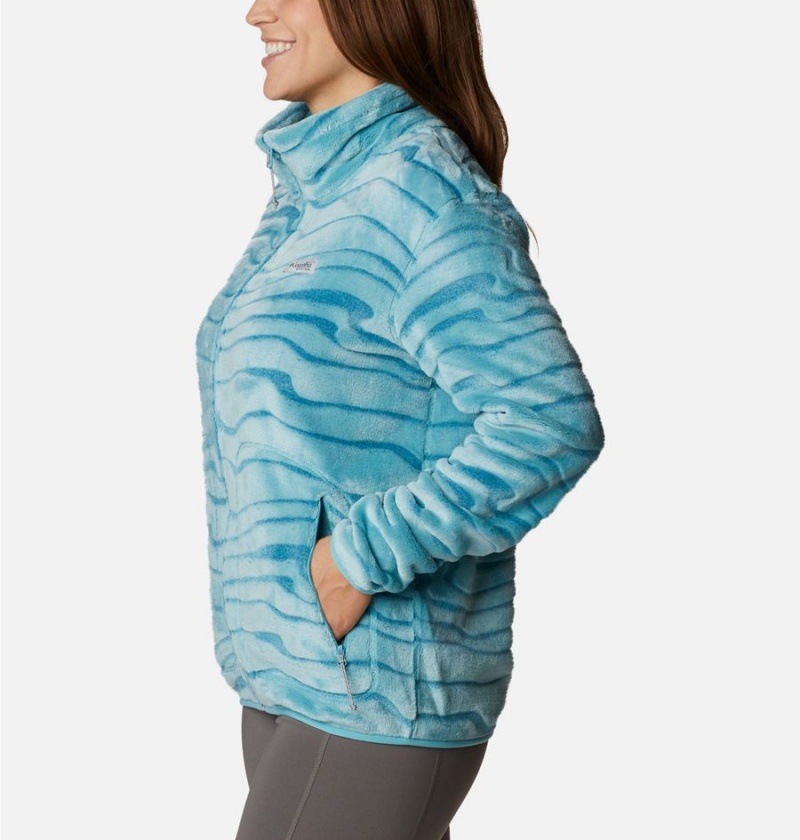 Turquoise Women's Columbia PFG Slack Water Reversible Fleece Jacket | OHLTS-3047