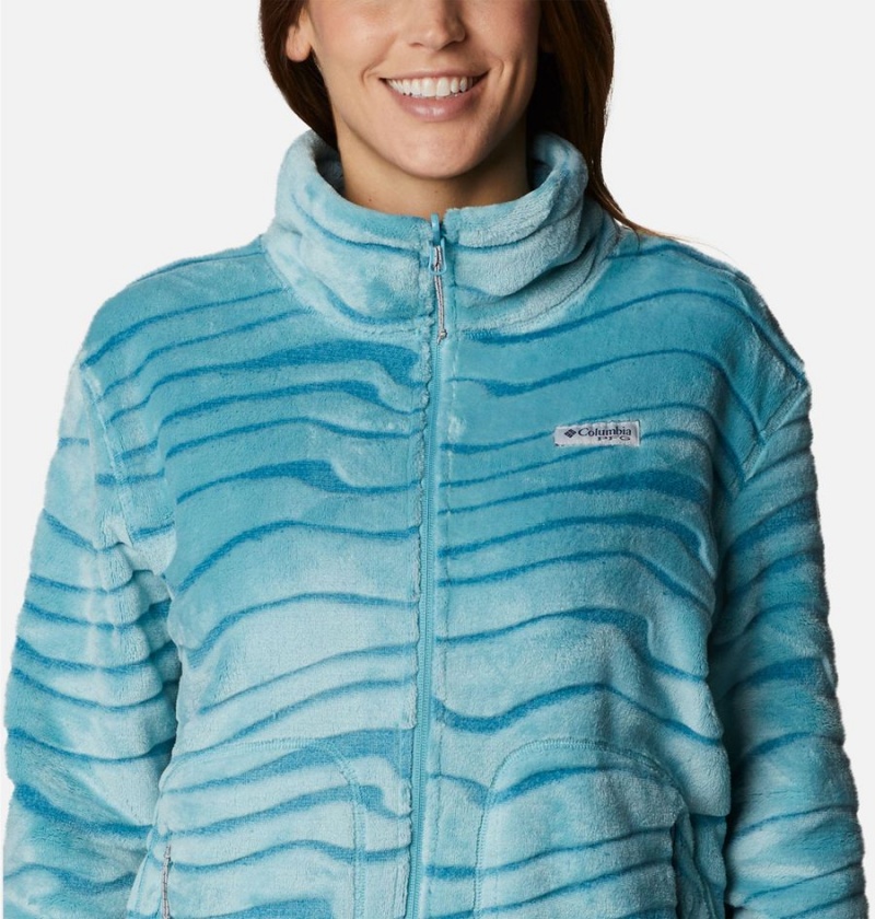 Turquoise Women's Columbia PFG Slack Water Reversible Fleece Jacket | OHLTS-3047