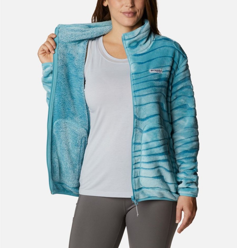 Turquoise Women's Columbia PFG Slack Water Reversible Fleece Jacket | OHLTS-3047