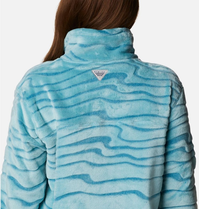 Turquoise Women's Columbia PFG Slack Water Reversible Fleece Jacket | OHLTS-3047