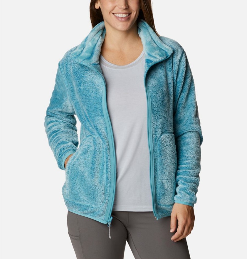 Turquoise Women's Columbia PFG Slack Water Reversible Fleece Jacket | OHLTS-3047