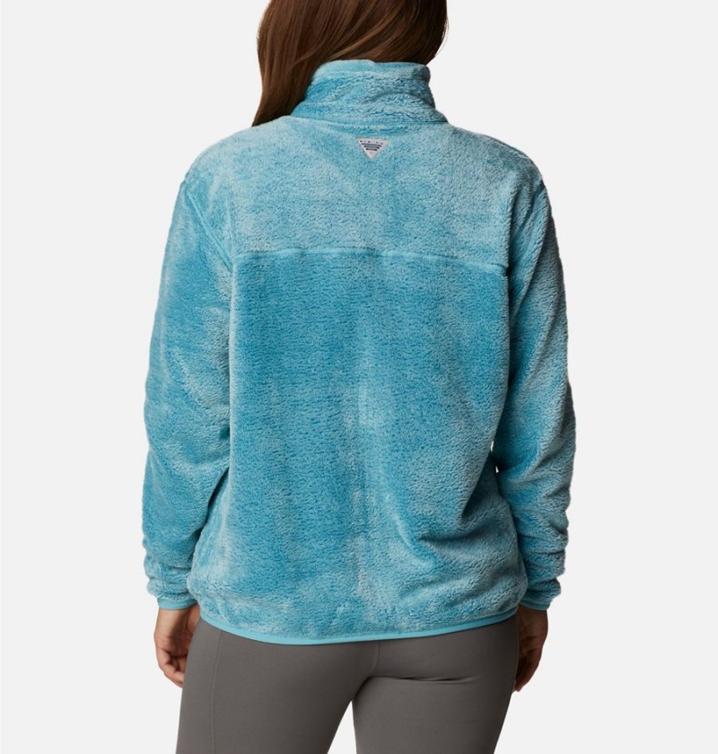 Turquoise Women's Columbia PFG Slack Water Reversible Fleece Jacket | OHLTS-3047