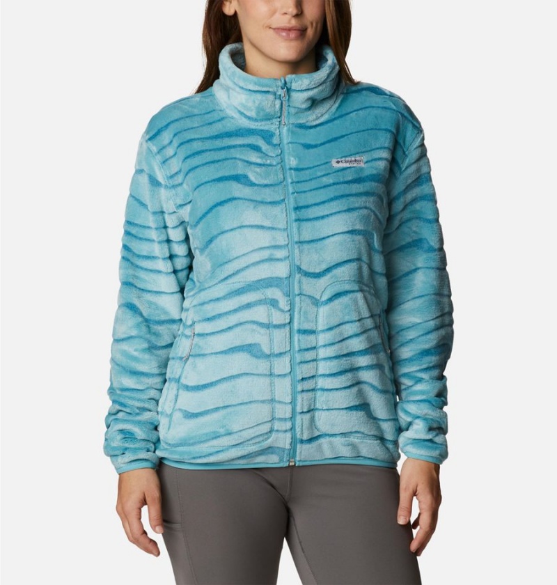 Turquoise Women\'s Columbia PFG Slack Water Reversible Fleece Jacket | OHLTS-3047