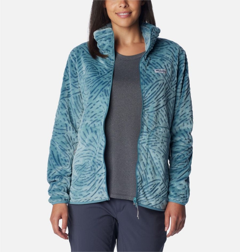 Turquoise Women's Columbia PFG Slack Water Reversible Fleece Pullover | EBSVU-3107