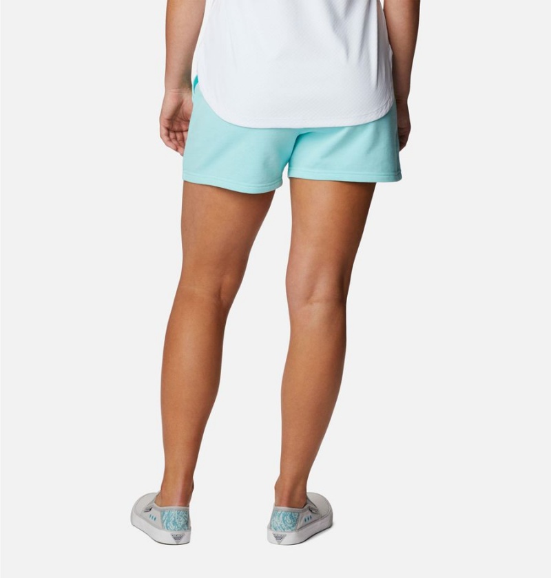 Turquoise Women's Columbia PFG Slack Water French Terry Shorts | HJOKL-1523