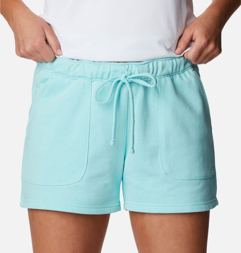 Turquoise Women's Columbia PFG Slack Water French Terry Shorts | HJOKL-1523