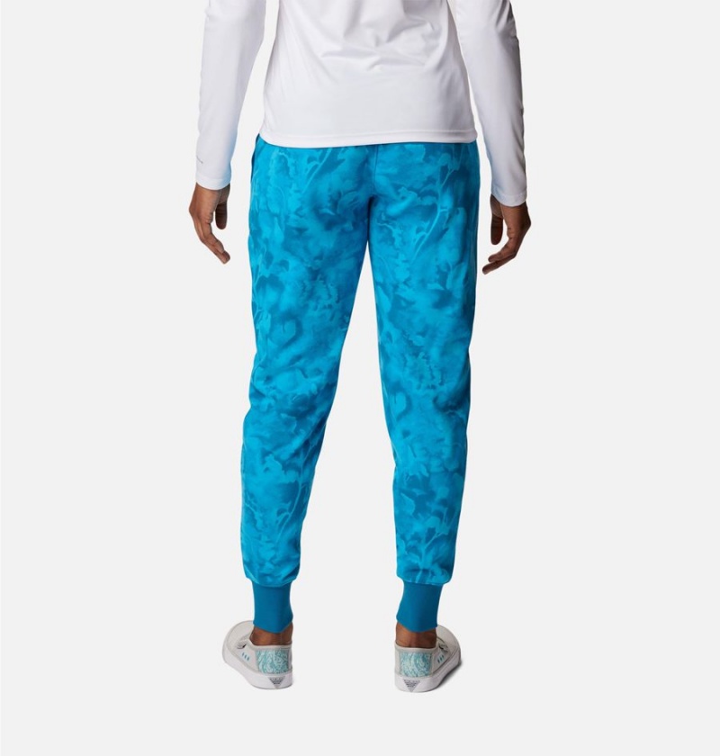 Turquoise Women's Columbia PFG Slack Water French Terry Joggers Pants | MNYIH-6371