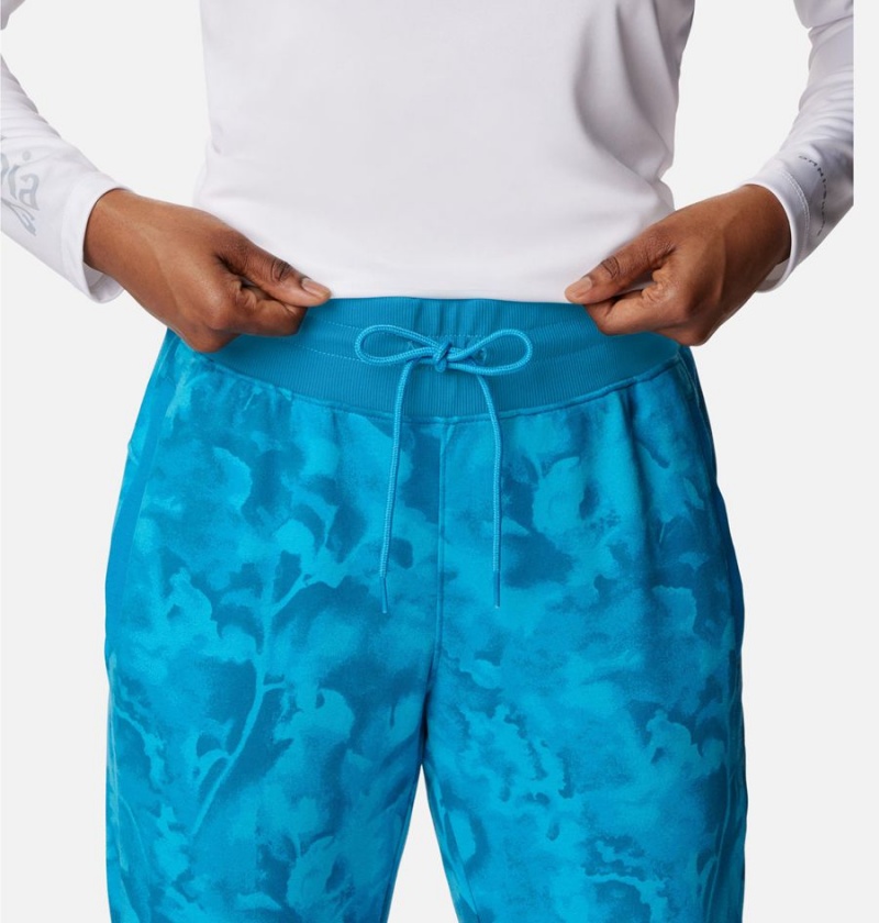 Turquoise Women's Columbia PFG Slack Water French Terry Joggers Pants | MNYIH-6371