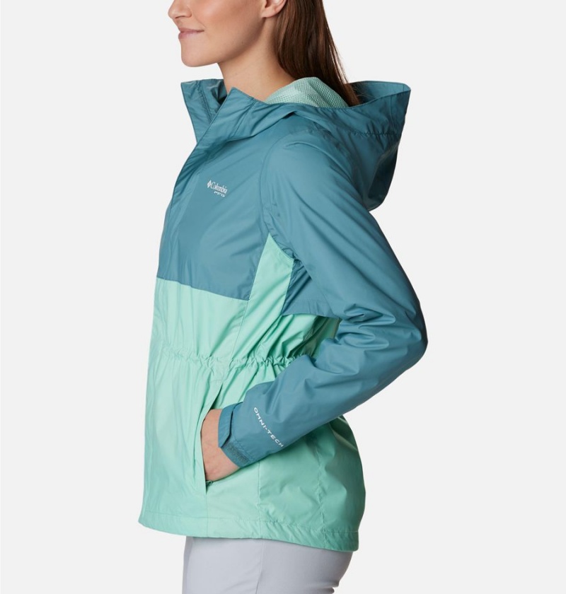 Turquoise Women's Columbia PFG Storm Rain Jacket | ZWIUQ-4720