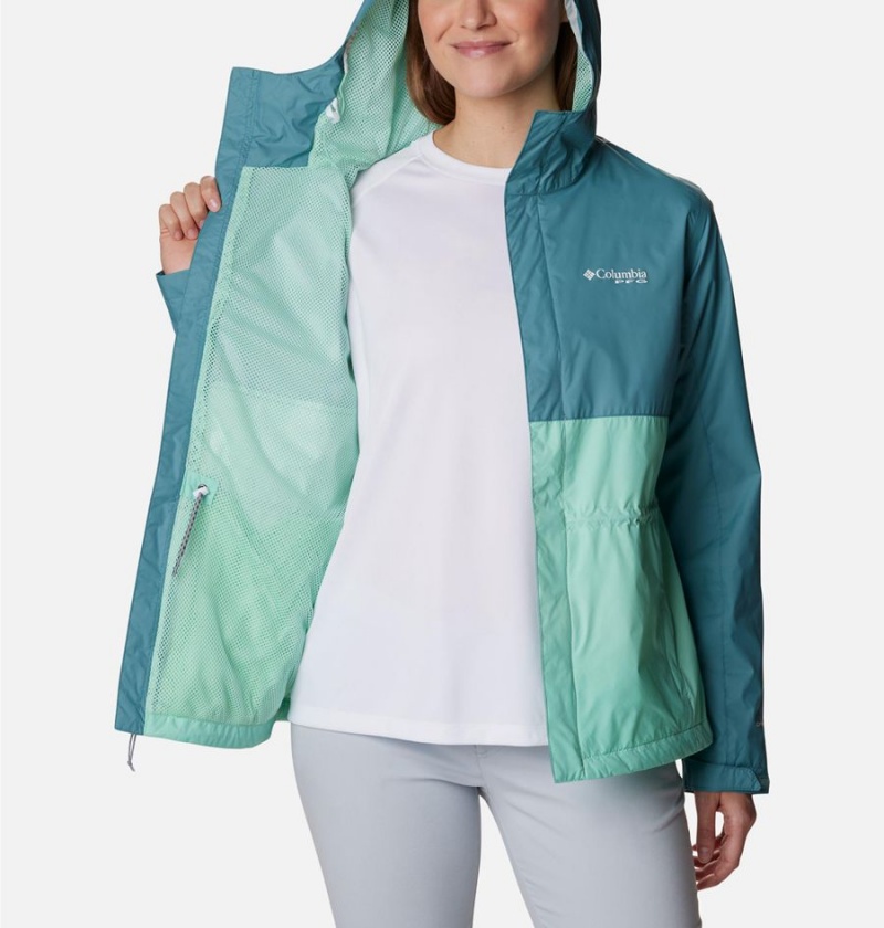 Turquoise Women's Columbia PFG Storm Rain Jacket | ZWIUQ-4720