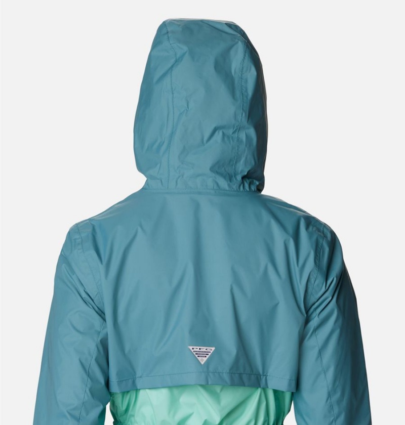 Turquoise Women's Columbia PFG Storm Rain Jacket | ZWIUQ-4720