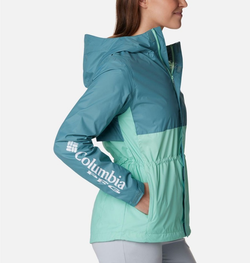 Turquoise Women's Columbia PFG Storm Rain Jacket | ZWIUQ-4720