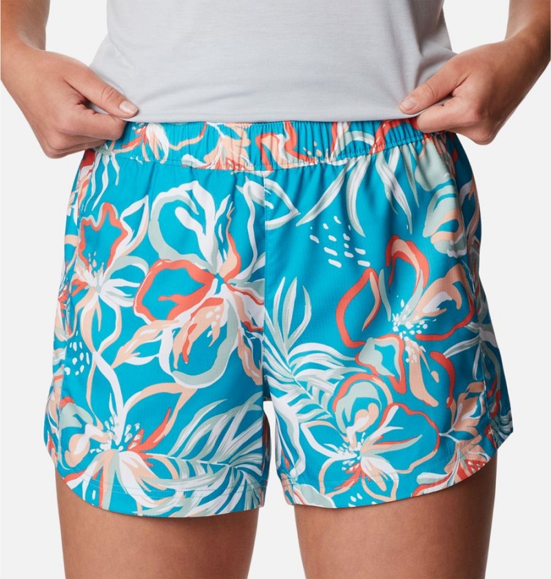 Turquoise Women's Columbia PFG Super Tamiami Pull-On Shorts | UOAQV-2078